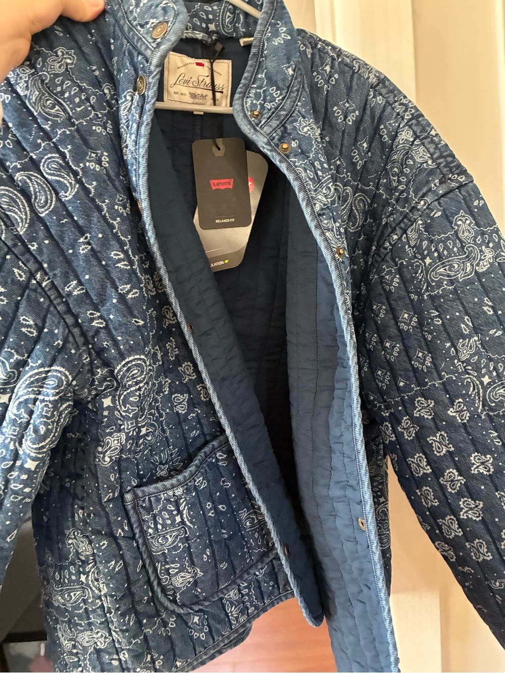 Levi's Lottie Liner Blue Quilted Bandana-Print Lightweight Jacket